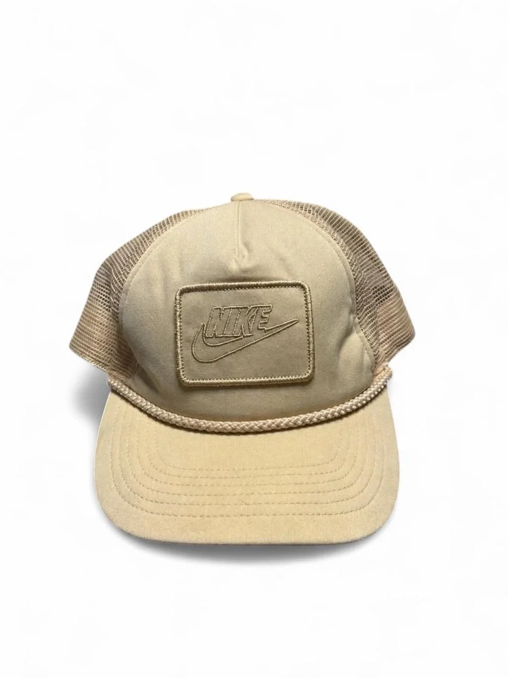 Nike Tan Mesh-Back Trucker Hat with Embroidered Patch